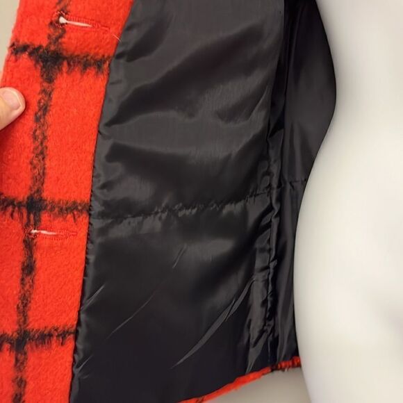 Old Navy Girl’s Red and Black Checked Peacoat Lined Jacket w/ Pockets- Lge 10/12 - Picture 9 of 16